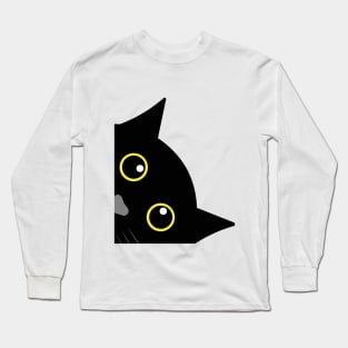 black cat is curious Long Sleeve T-Shirt